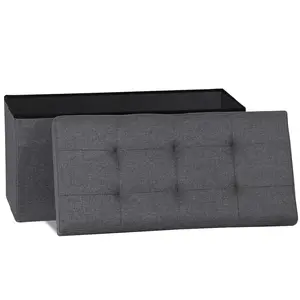 LEMY 30" Folding Storage Ottoman Bench with 660lb Weight Capacity - Versatile Gray Footrest, Seat, and Organizer