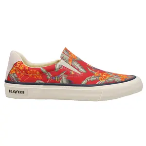 SeaVees Womens Hawthorne Magnum Floral Slip On Sneakers Shoes Casual - Red