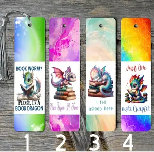 Baby Dragon Book Themed Metal Bookmarks with Glossy Finish - Unique Gift for Book Readers, Teachers, and Friends (2x6 inches)