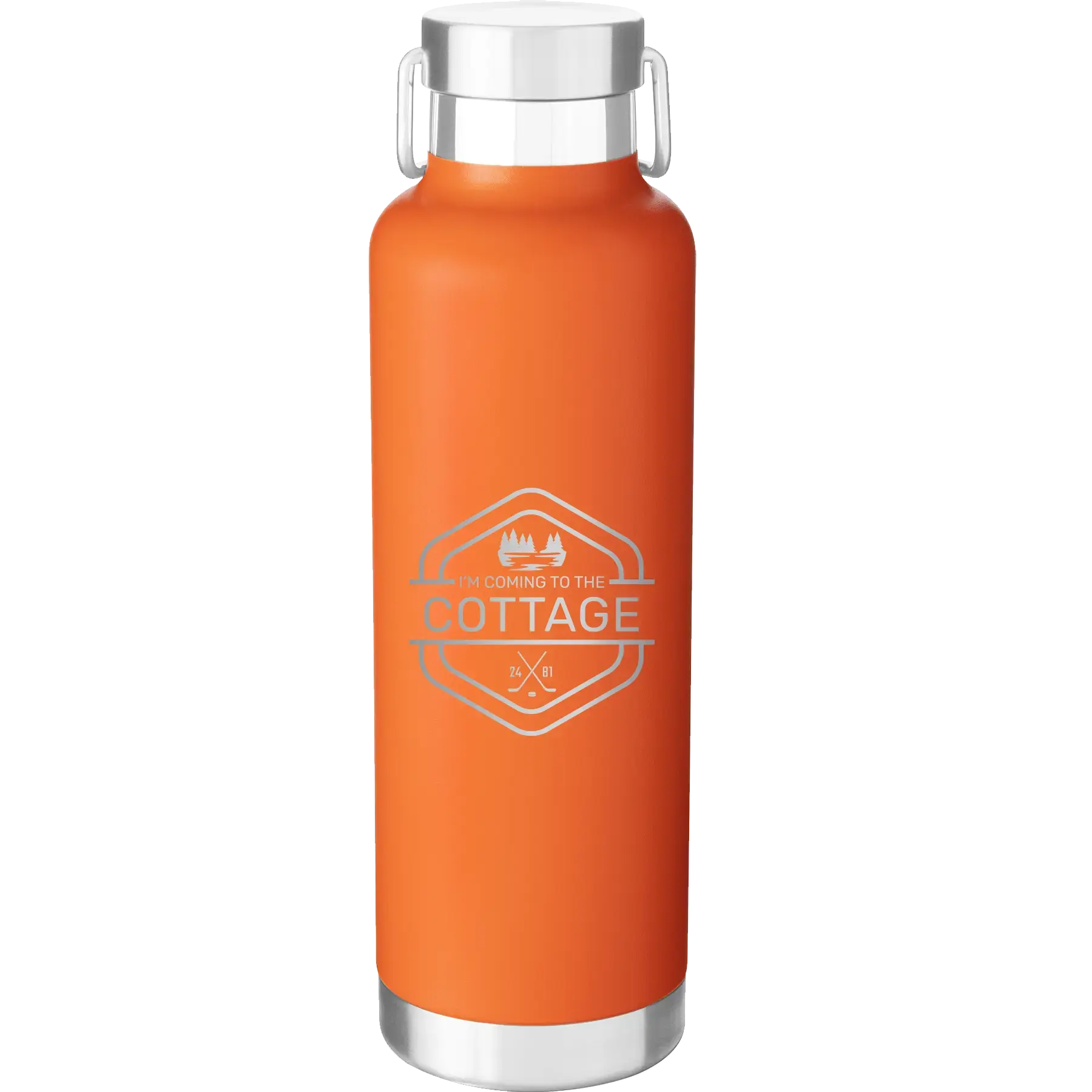 Personalized I'm Coming to the Cottage (Trees) 24 oz Water Bottle | Orange
