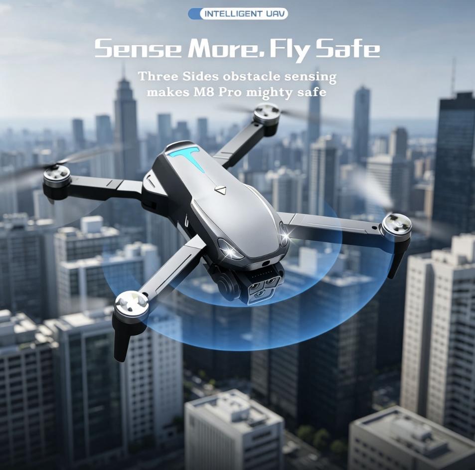 Aerial Drone M8 Pro 2026 - GPS Positioning, 4K UHD EISCamera, 5G WiFi FPV, Brushless Motors, Optical Flow Hover,Intelligent Obstacle Avoidance, Auto Return, 360° Stunt Roll,Two Batteries