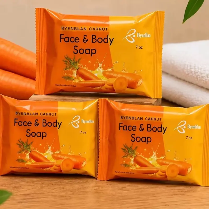 Byenblan Carrot Soap - 7oz Brightening, Nourishing Skin Care Bar with Moisturizer & Vitamins, Natural Daily Body Care Cleanser