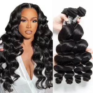 【Gefily】14A Loose Wave 100% Unprocessed Brazilian Human Hair Bundles Raw Virgin  Deep Wave Extensions