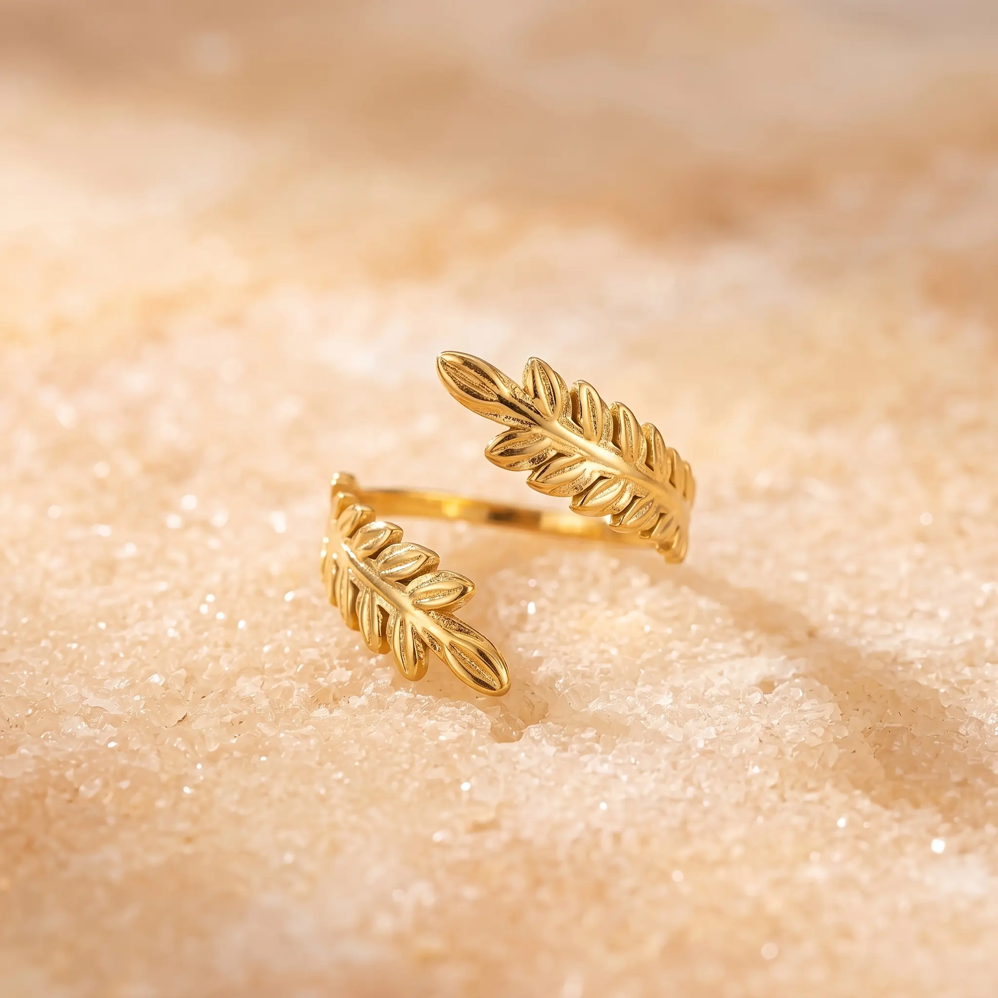 Women's Adjustable Stainless Steel Olive Branch & Leaf Shaped Ring - Fashion Costume Jewelry for Daily Commuting, Dating, Gift Giving