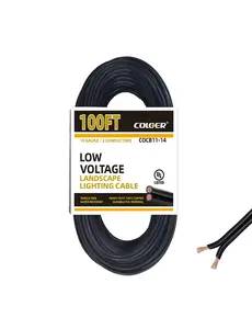 COLOER 14 Gauge Low Voltage Landscape Wire | 2 Conductor Outdoor Landscape Lighting Direct Burial Electrical Cable COW1107B