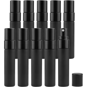 PrimPick 10 Pcs Blask Glass Spray Bottle 5ml Perfume Atomizer Refillable Travel Fine Mist Spray Bottle Liquid Fragrance Sample Atomizer Spray Bottles