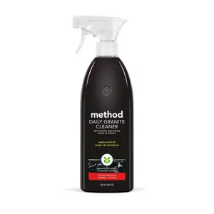 Method 28 oz. Apple Orchard Daily Granite Cleaner Spray,granite countertop,marble countertop,sealed stone surface,bathroom vanity,counter,stone floor,streak-free,plant-based,non-toxic,cruelty-free,eco-friendly,recycled plastic bottle,quick spray-wipe