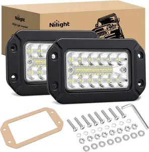 Nilight Flush Mount LED Light Pods 2PCS 6 Inch 39W Upgraded Spot Flood Combo Beam Driving Light LED Work Light Backup Light Reverse Light Grill Mount Light for Offroad 4x4 Truck SUV, Led Car Lights, Grill Mounted