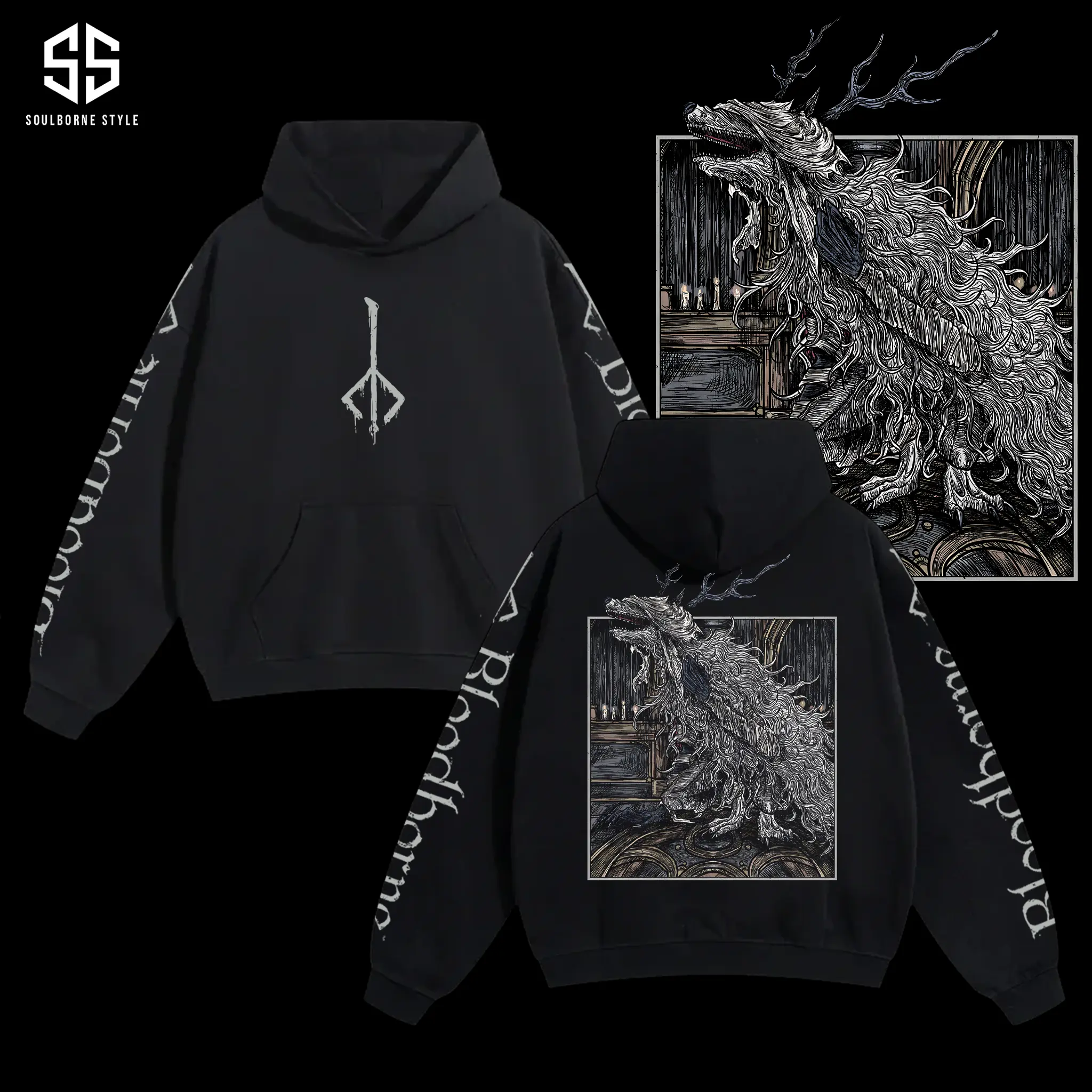 [Soulsborne Style] Vintage Grim Style Vicar Amelia - Bloodborne Unisex Hoodie, Soulsborne Gaming Apparel, Game Shirt, Video Game Clothes, Boy Merch, Gift For Him, Gift For Her, Soulslike Streetwear