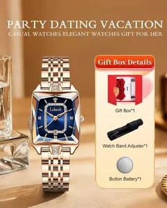 Luxury Square Crystal Women's Watch, Gem-Studded, 30M Waterproof, Elegant Dress Watch, Romantic Gift Box, Ideal Gift for Her