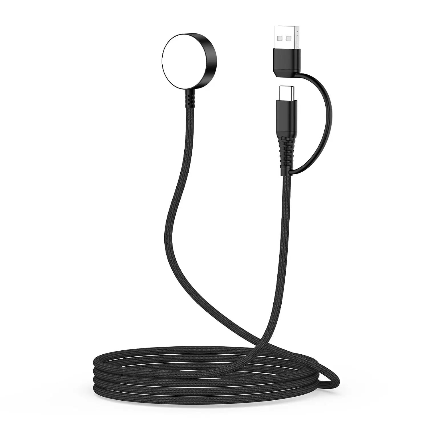 2in1 USB A & USB C Wireless Magnetic Fast Charger Cable, 3.5W Smartwatch Charging Pad for Samsung Watch 8/8 Classic/7/Ultra/6/5 Pro/5/4/4 Classic/3/Active 2/1, Wearable Accessories with Protection