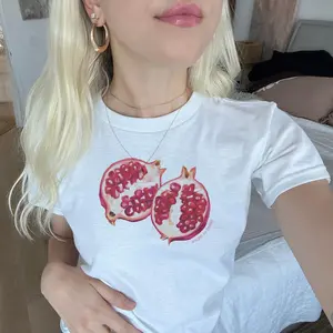 Pomegranate 90s Baby Tee  Aesthetic Tomato Girl Summer 90s Unisex T-Shirt  Lightweight Cotton Shirt