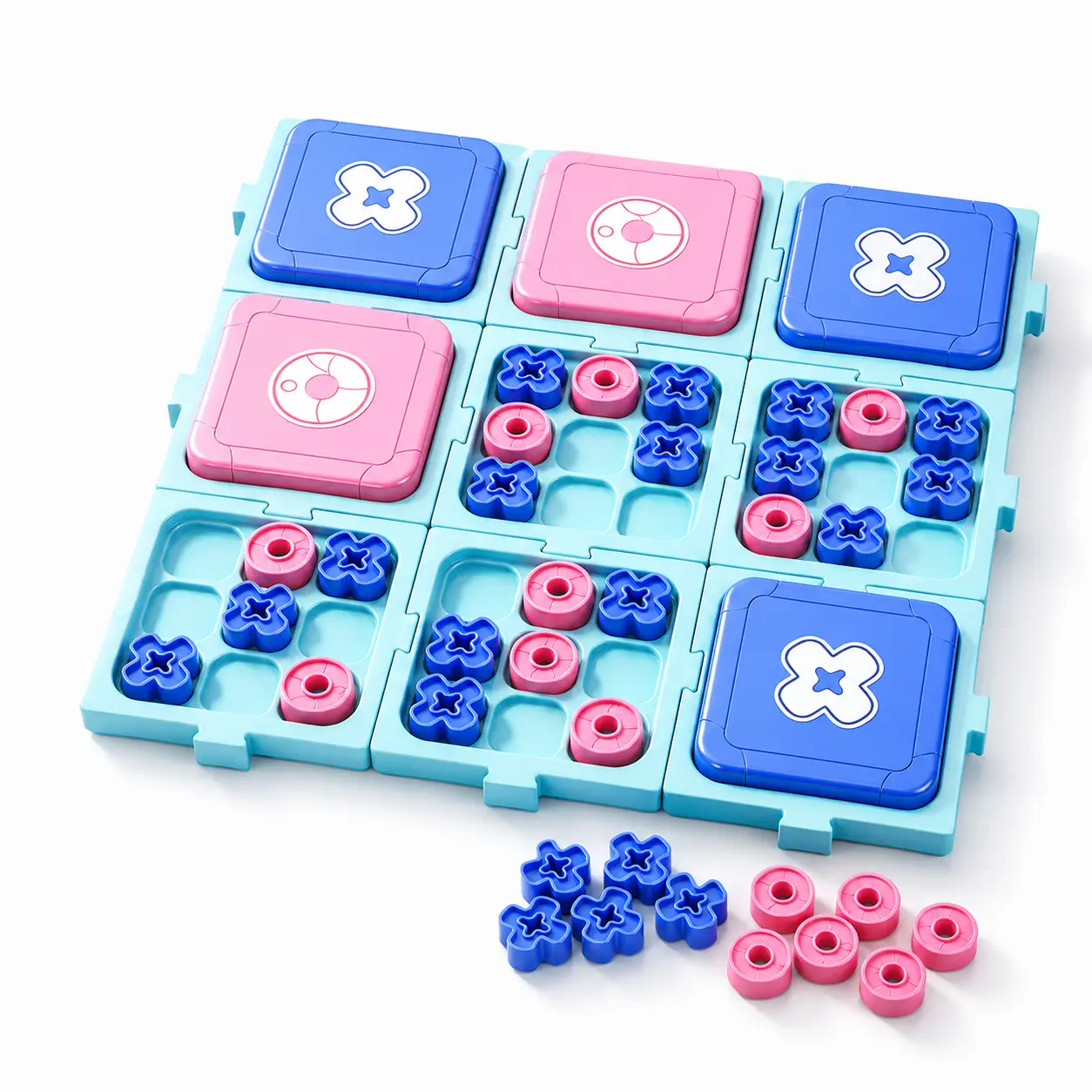 Tic Tac Toe Memory Board Game for Kids, Slide Puzzle Matching Game, Portable Strategy Travel Toy, Educational Family Game