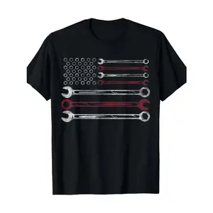 Oversized Vintage Graphic Tee, Wrench American Flag Mechanic T-Shirt, Retro Tool Patriotic Top for Men, Trendy Garage Worker Shirt, Comfort Colors Apparel, Gift for Him, Daily Wear