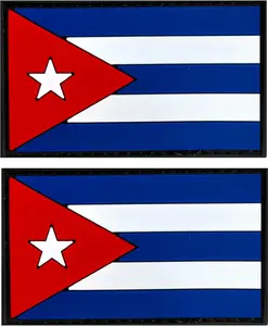 Cuba Flag Patch Cuba PVC Rubber Hook & Loop Fastener Patch for Hats, Tactical Bags, Jackets, Clothes Patch Team Military Patch（ 2 Pack）