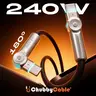 Chubbycable RotateX-Alloy Mechanical 2-in-1 Fast Charger Cable, 240W 48V 5A USB 2.0 USB-C to C, Dual 180° Rotating Connector, LED Light, 3.3ft/6.6ft Durable Cellphone Cable for Charge & Data Transmission