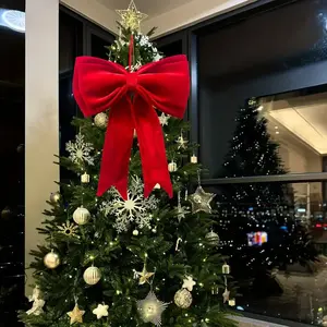 Christmas Tree Decoration Wedding Room Setup Giant Velvet Bow Decor, Shop Mall Window Background Wall Ornament, Perfect for Various Holiday Parties