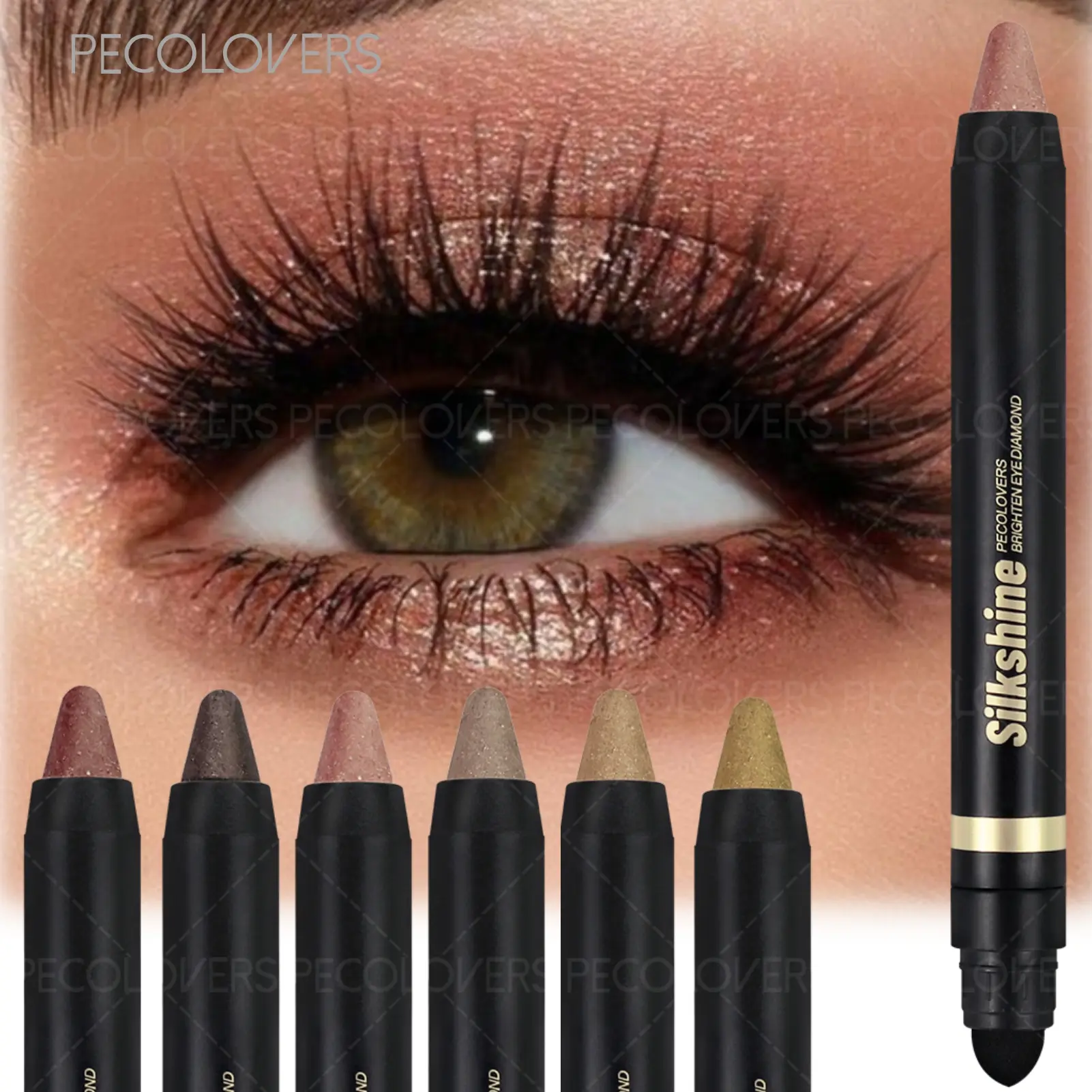 6pcs/set Glitter Brown Eyeshadow Pen Waterproof Lasting Shimmer Matte Lying Silkworm Eyeshadow Pencil Crayon Highlighter Stick Eyes Makeup Tools Eyeshadow Sticks