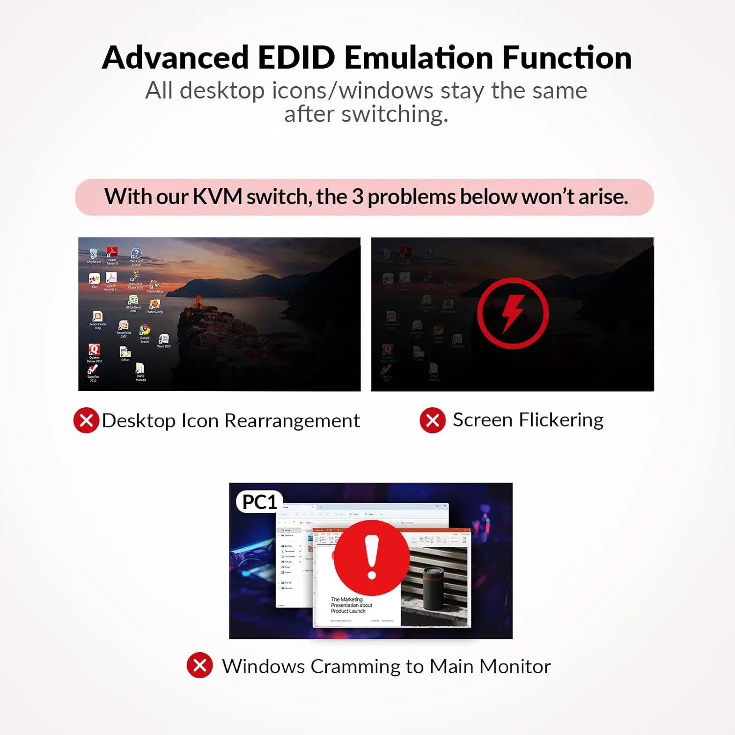 AV Access KD-E10 KVM Switch Docking Station for Laptop & Desktop