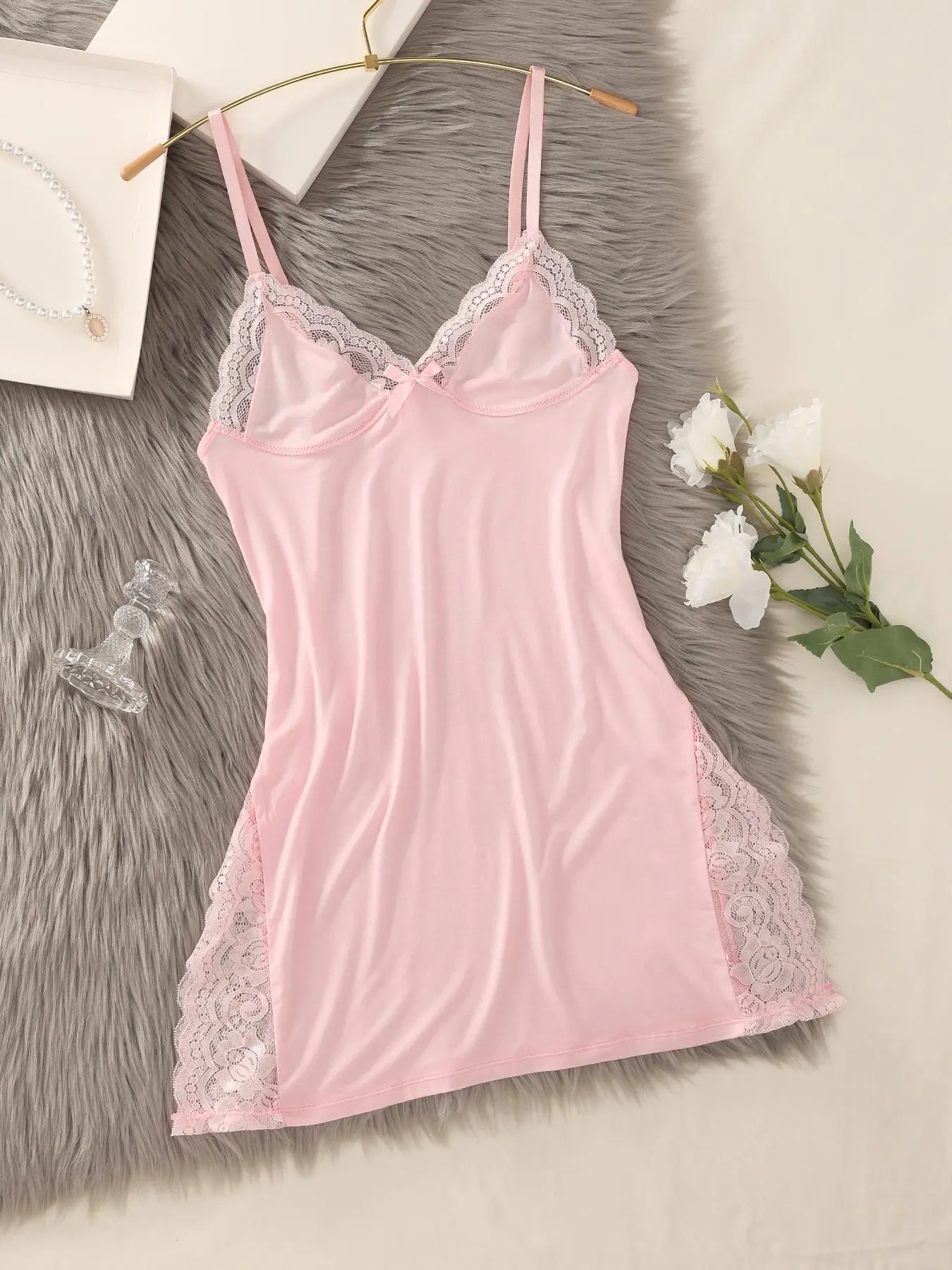 camisole for low cut dresses Nina Satin And Lace Camisole / Black/Ivory | MESHKI