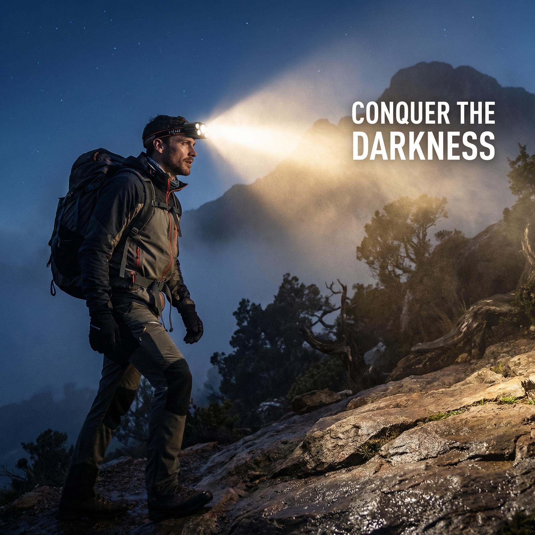 Buy one get one free, a total of 2, multifunctional 5-LED headlamp, head-worn flashlight, outdoor USB rechargeable fishing headlamp, high-brightness four-mode headlamp flashlight, for camping, work, maintenance, car repair, and renovation.