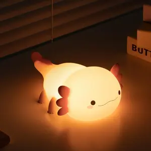 Creative Cute Axolotl LED Night Light,Dimmable Night Light,Night Bedroom Lamp,USB Rechargeable Silicone Night Light,Mobile Portable LED Light,Room Decor,Desktop Light,Gifts for best friend