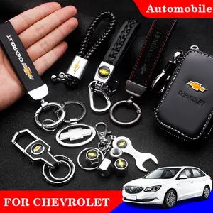 Chevrolet Car Keychain Set, Leather Lanyard Keyring, Metal Key Ring, Woven Key Fob, Car Logo Key Holder, Universal Car Key Accessories
