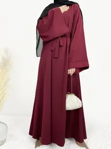 Women's Loose-Fitting Long Dress, Casual Plain Design, Daily Wear Elegant Style, Modest Style Dress, Middle East Cover-Up Robe, Belted Maxi Dress, Modest Muslim Outfits, Modest Abaya Dress
