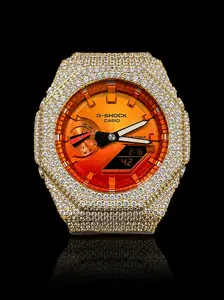 Casio G-Shock GA-2100FL-8ADR Iced Moissanite Watch – 925SCustom Bust Down