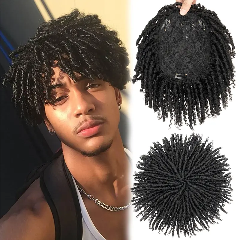 Men's Short Dreadlock Hair Topper Synthetic Clip In Toppers Afro Dreadlocks Hair Toupee For Thinning hair Men's Short Dreadlock Hair Topper Synthetic Clip In Toppers Afro Dreadlocks Hair Toupee For Thinning hair