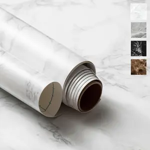 Stone Marble White Vein Peel and Stick Wallpaper (24" x 78", White Vein, Gloss) Renter Friendly Removable  Vinyl Home Decor for Cabinets Bookshelf Drawer Table Furniture
