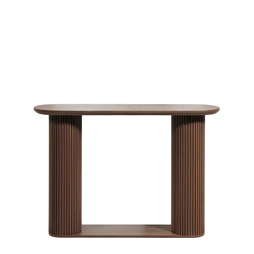 Giratree Fluted Console Table, Farmhouse Oval Curved Entryway Table with Storage & Fluted Wood Legs, Narrow Small Long Sofa Table for Entrance/Hallway/Living Room
