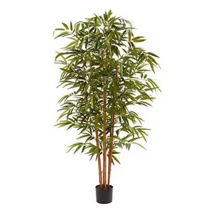 Pure Garden 6' Tall Artificial Bamboo Plant with Natural Trunk