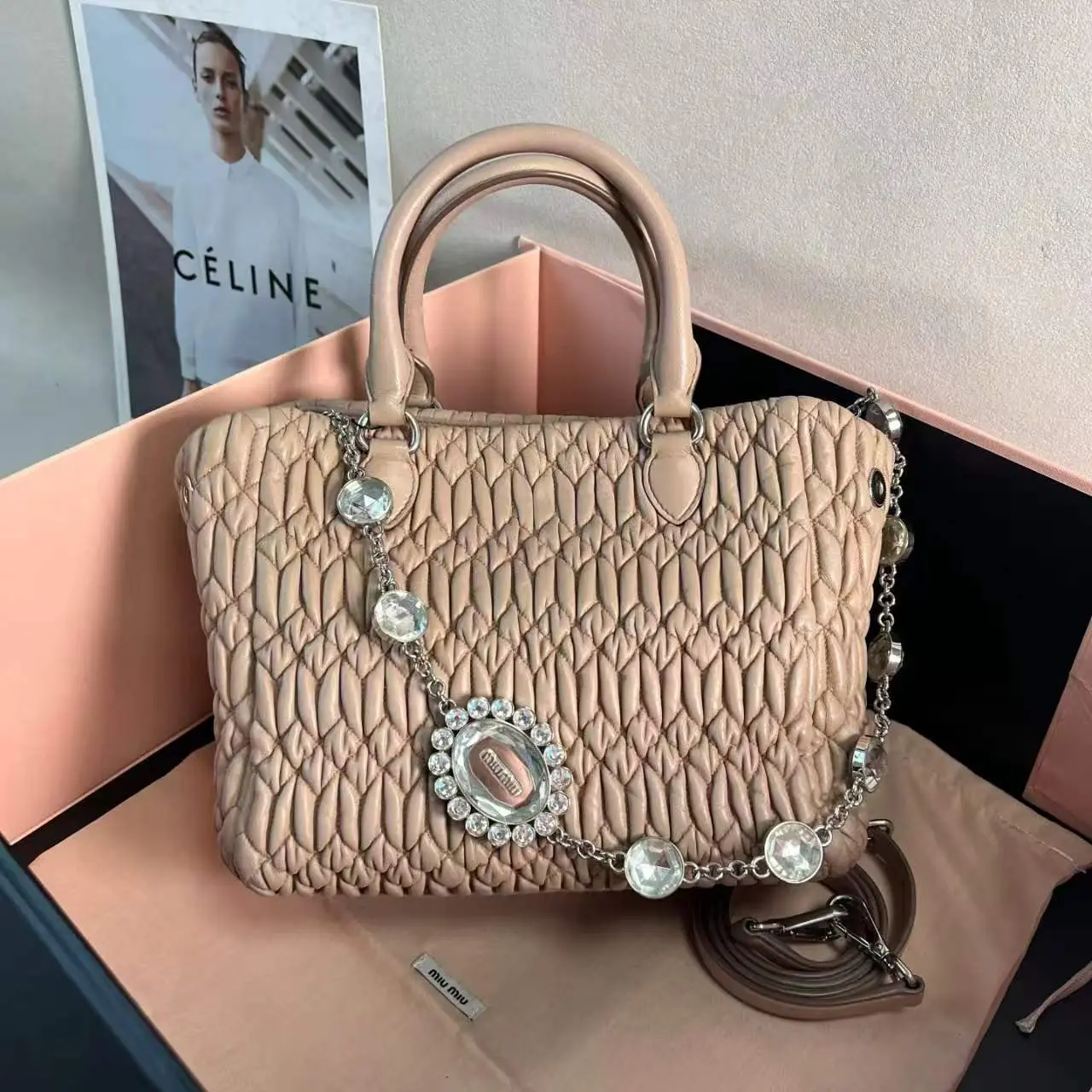 Pre-owned miu miu MIUMIU CLOQUE Handbag 0815RI/C8358100323