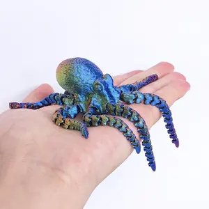 Creative animal model 3D printed octopus figurine with movable joints, allowing flexible tentacle poses. A cool desktop decoration, perfect for Halloween gifts or decorative ornaments, suitable as a gift or birthday present.