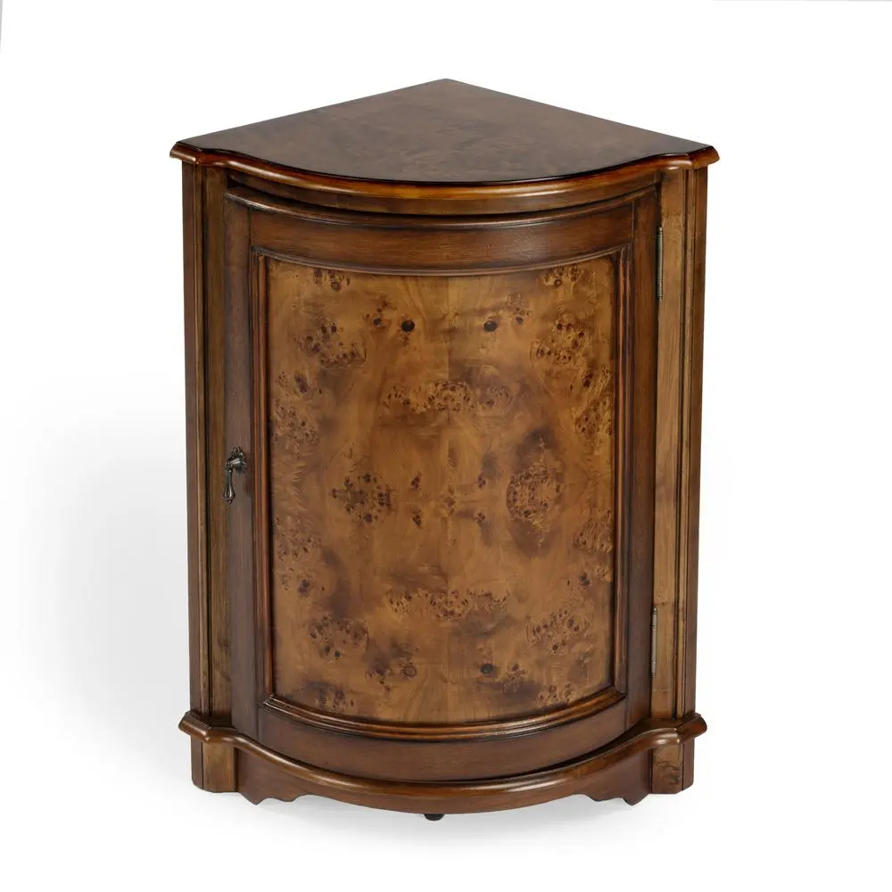 Medium Brown Small Corner Cabinet with Doors for Storage and Display