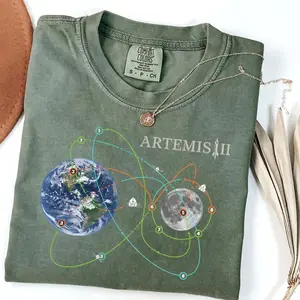 Artemis II Moon Mission T-Shirt, NASA Space Program Fan Tee, Astronomy Gift, Rocket Launch Shirt, Space Exploration Top B0R