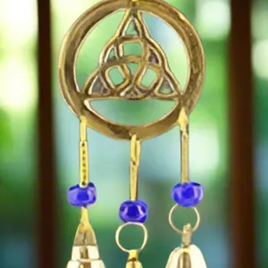 Triquetra Brass Chime With Beads 9 Long