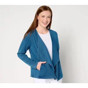 Denim & Co. Comfy Knit Air Draped Long Sleeve Jacket
