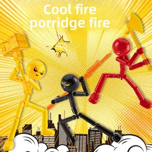 Matchstick Man Multi Joint Mobile Doll Dazzling Cool Rampage Fighter Crowd Playing Building Blocks Assembling Models Handmade Cat Ear Plushie Mystery Box