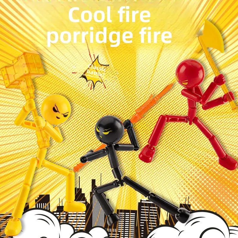Matchstick Man Multi-Joint Mobile Collectible Figure - Dazzling Cool Rampage Fighter Toy Blocks Assembly Set, 14+ Kid Toys for Handmade Construction Play, 14 Years And Above