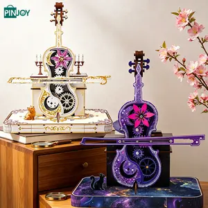 Violin 3D DIY Kit, Bookshelf Decor Wooden Puzzle, Adult and Teen Stress Relief Craft, Perfect Gift Choice