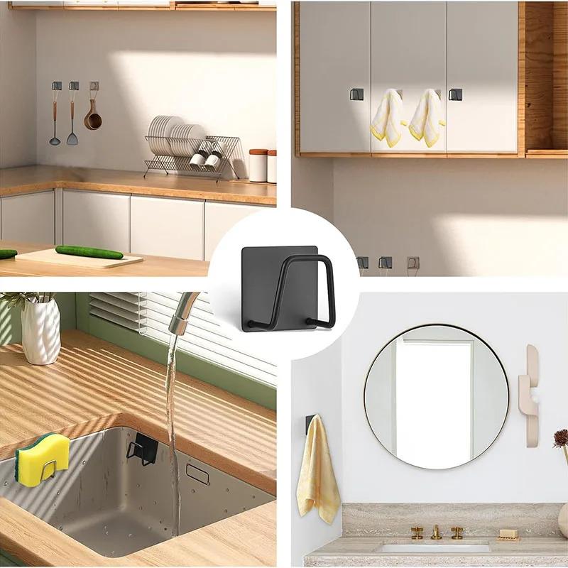 Kitchen Stainless Steel Sink Sponges Holder Drain Drying Rack Self Adhesive Storage Holder Wall Hooks Kitchen Organizer Tool