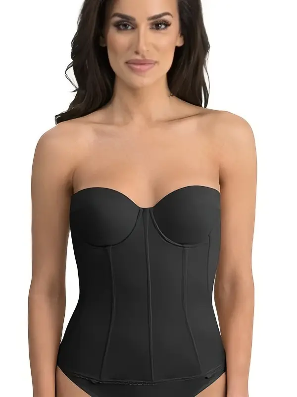 8980 Dominique Brianna Low Black Strapless Longline Bra