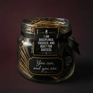 Manifestation Jar for Men | 30 Daily Affirmation Cards | Stoic Discipline Gift