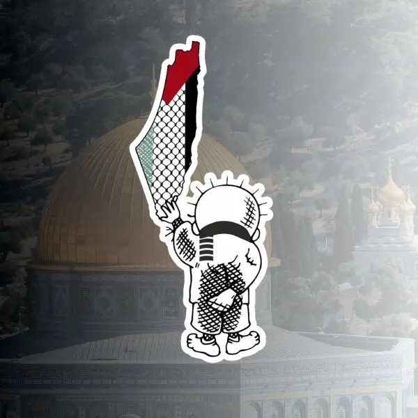 Handala Palestine Map Sticker Keffiyeh Pattern Vinyl Decal, Cultural Symbol Aesthetic Sticker for Laptop Car Water Bottle, Meaningful Middle East Design Gift