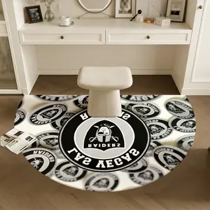 Raiders Themed Rug with Plush Surface and Non-Slip Back, Digital Print Team Helmet Mat for Fans, Bathroom Entry and Fan Room Decor