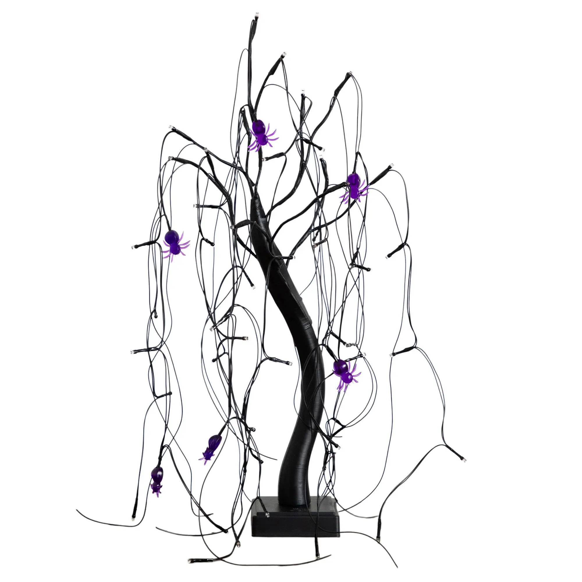 2-ft Pre-Lit Halloween Artificial Black Spooky Spider Willow Tree LED
