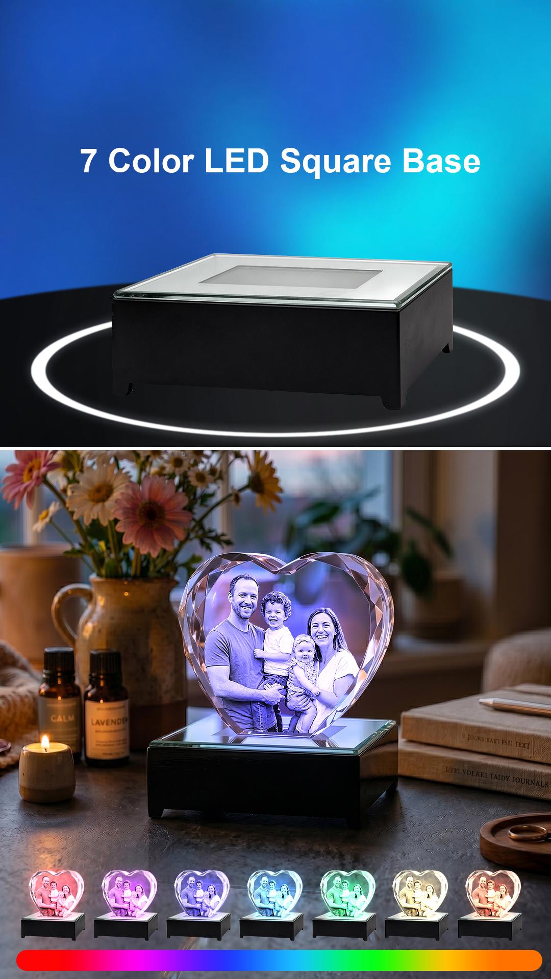 Iceberg K9 3D Laser Engraved Custom Photo Crystal Frame, Touch Control Multicolor LED Light Base, Personalized Family & Pet Memory Keepsake Ornament, Sentimental Desktop Home Decor Gift for Mom, Dad, Lovers, Birthday & Anniversary