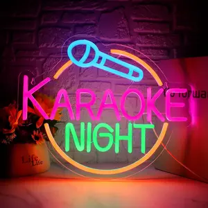 KARAOKE NIGHT Neon Sign Night Light Dimmable USB Powered for Game Room Bar Pub Karaoke Party Home Decor Stable Bright Colors Safe Durable Eco-Friendly Material